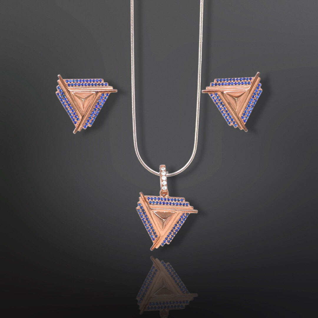 Unending triangle pendant with matching earrings Silver Jewellery set