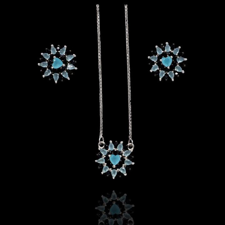 Turquoise stone pendant with matching earrings Silver Jewellery set
