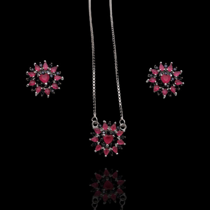 Turquoise red stone pendent with matching earring set