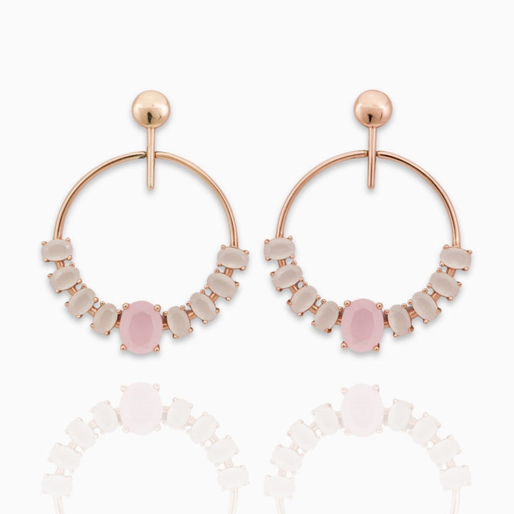 Pink stone big statement dangler earring set