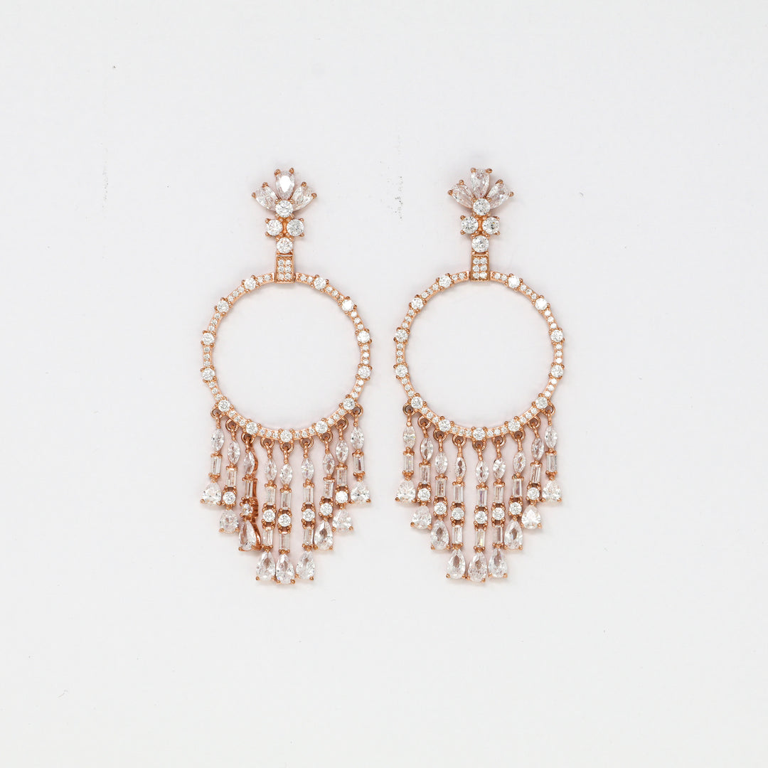 Wind chime design Rose Gold coated dangler earring set