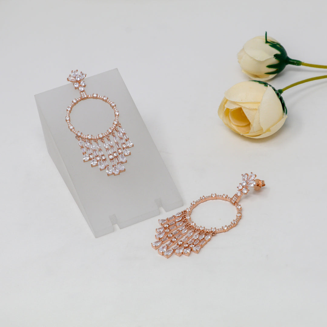 Wind chime design Rose Gold coated dangler earring set