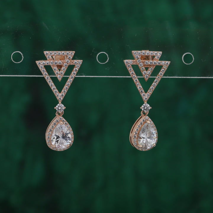 925 silver earrings- Trendy besilver dangle Earrings with rose gold plated for a Glamorous Look