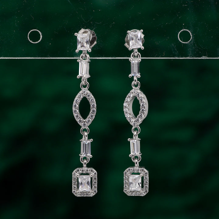 925 silver earrings - Trendy CZ-Studded Silver Earrings for a Glamorous Look