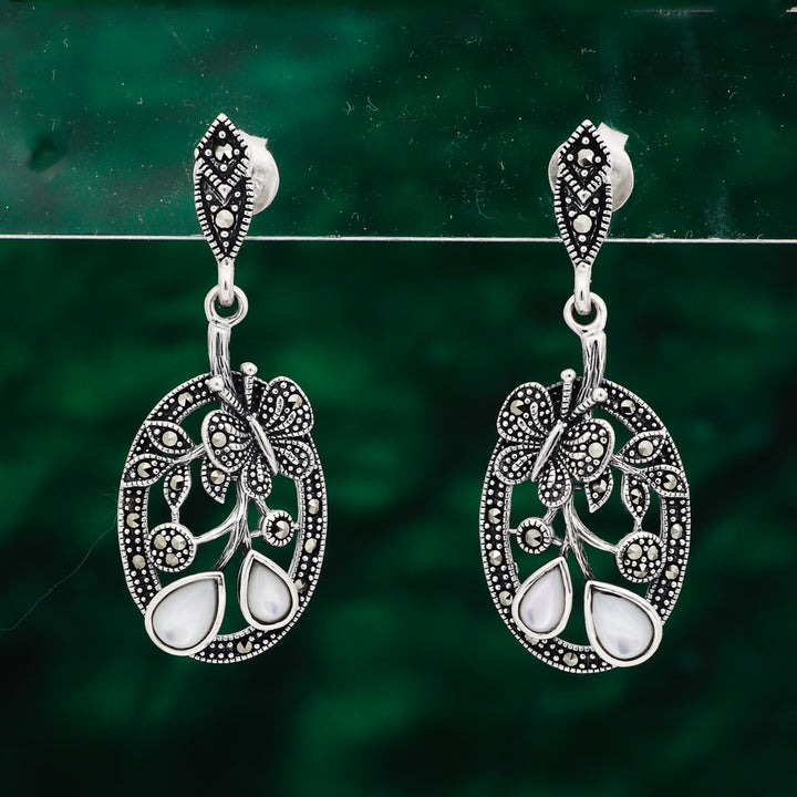 925 silver earrings- Elegant Silver Earrings for Every Occasion studded with Marcasite stones