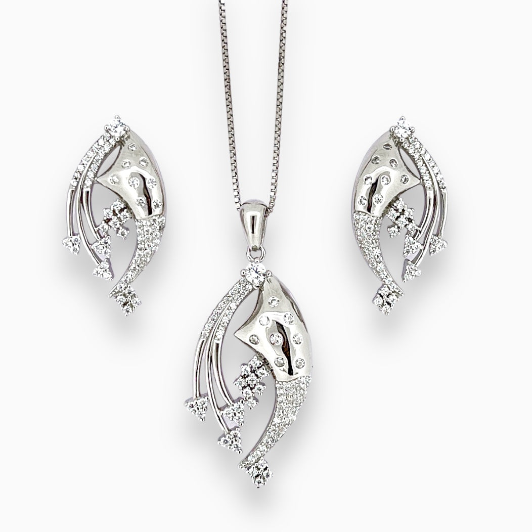 Designer silver Pendant and earring set