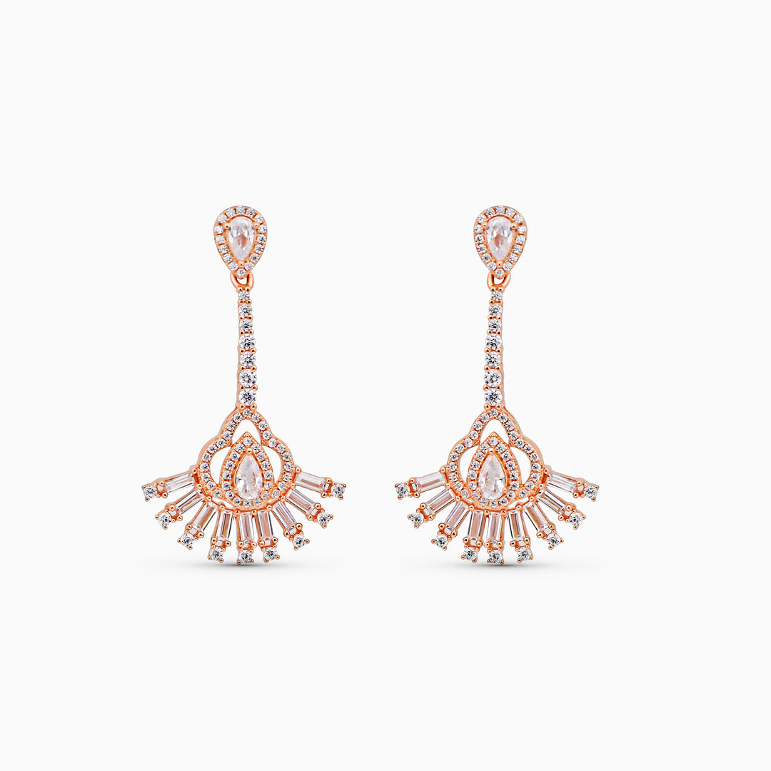 925 silver earrings- Trendy besilver dangle Earrings with rose gold plated for a Glamorous Look