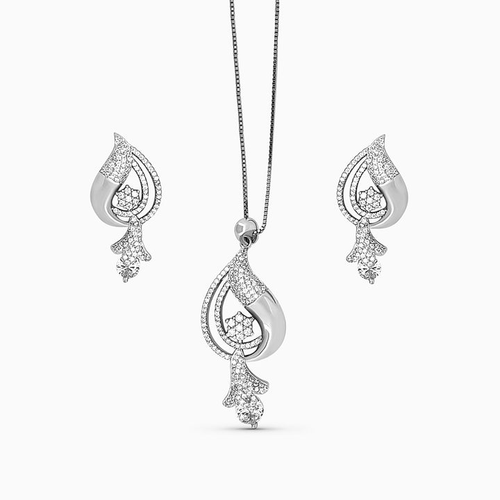 Beautiful designer silver pendant with matching earring set