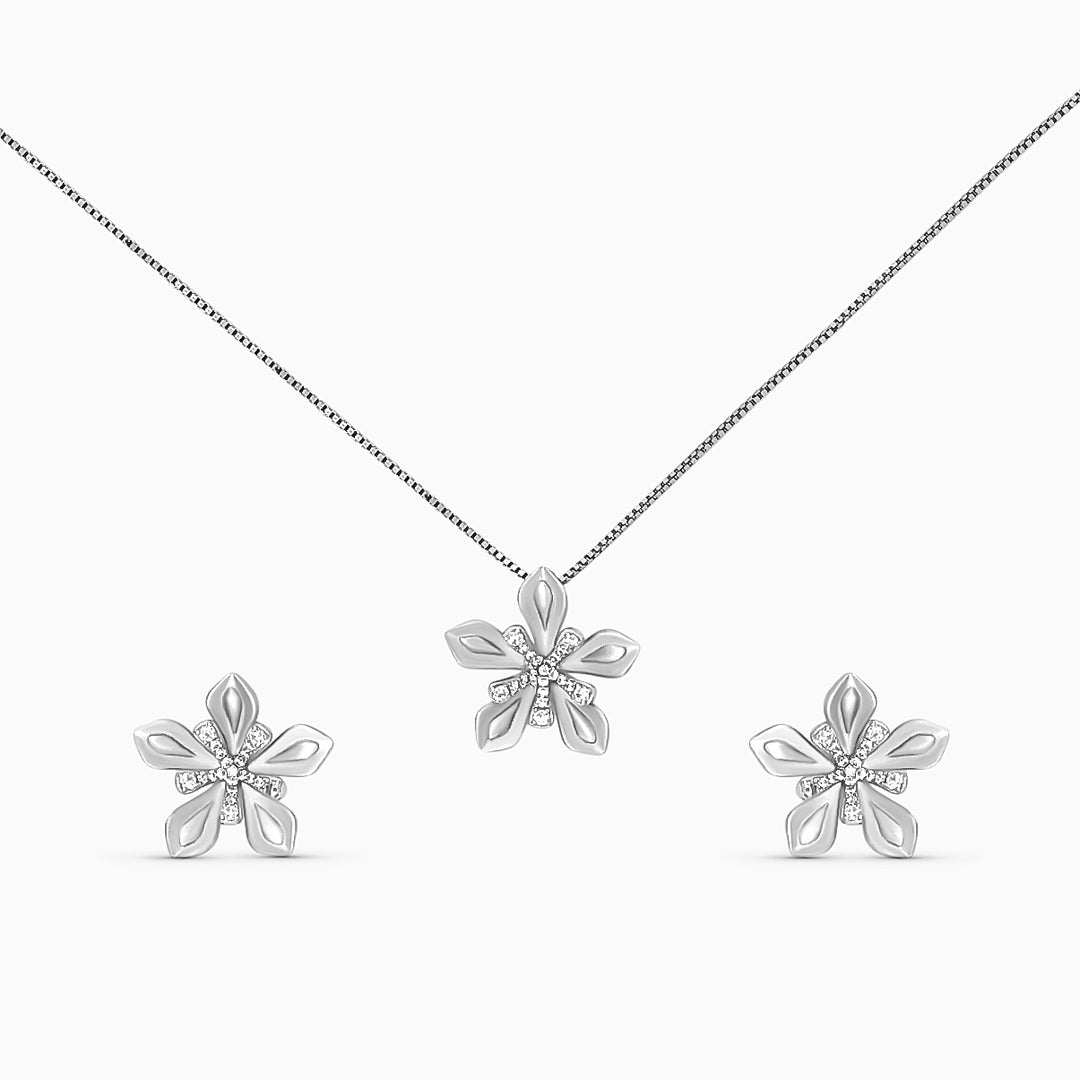 Beautiful designer silver Pendant with matching earring set with matte finish