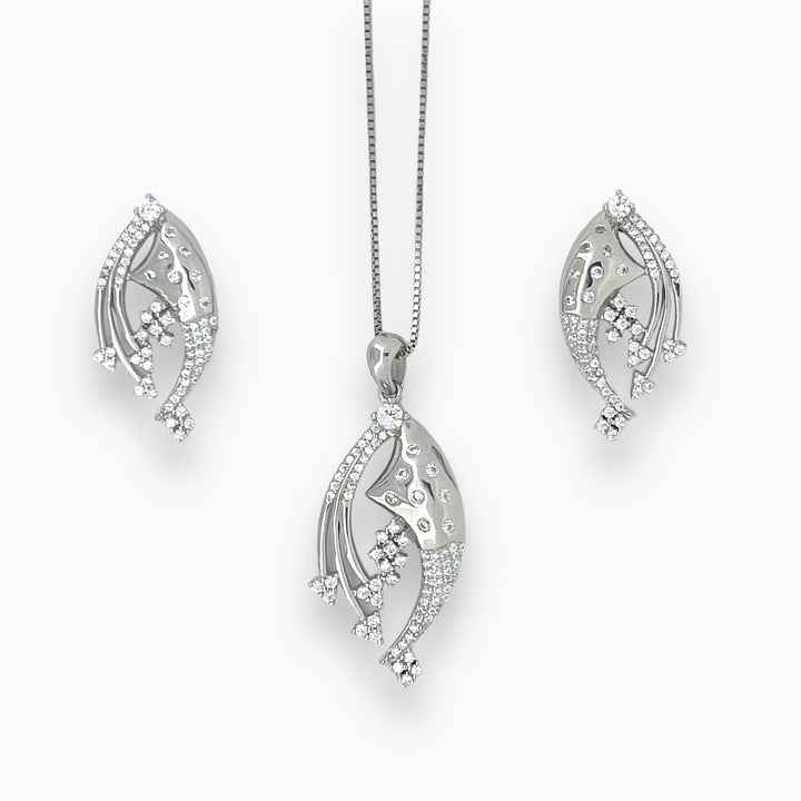 Designer silver Pendant and earring set