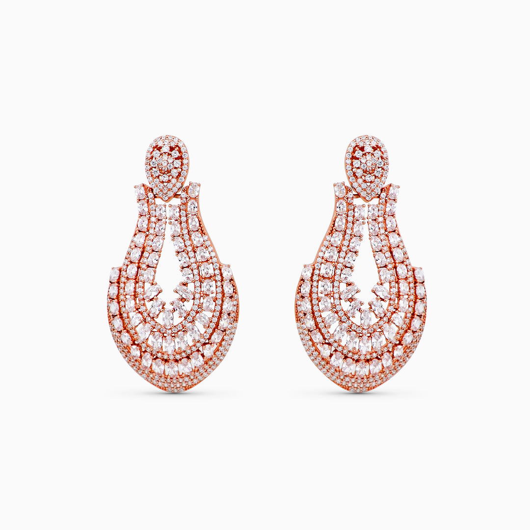 925 silver earrings- Trendy besilver Earrings with rose gold plated for a Glamorous Look