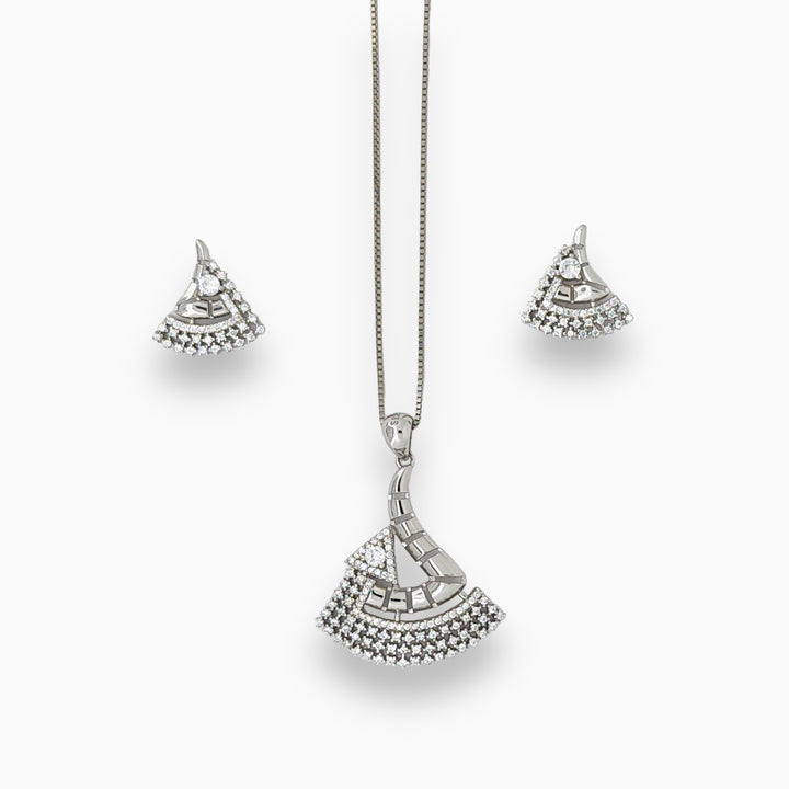 Designer Silver Pendant with matching earring set with dual tone finish (shine and matte finish )