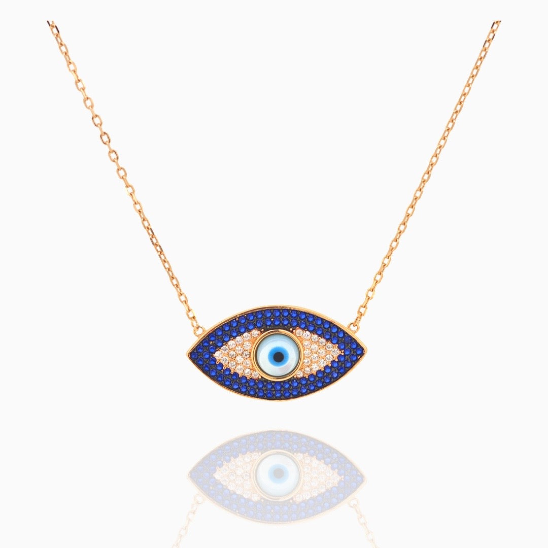 925 silver pendant with chain - "An evil eye pendant that speaks volumes with its quiet sophistication.