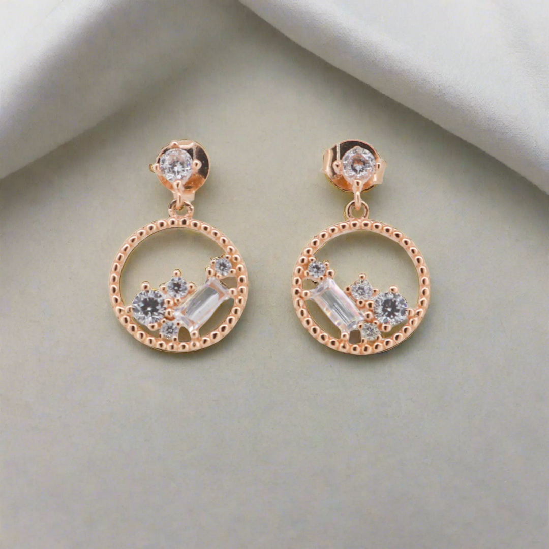 925 silver earrings- Trendy and cute besilver Earrings with rose gold plated for a Glamorous Look