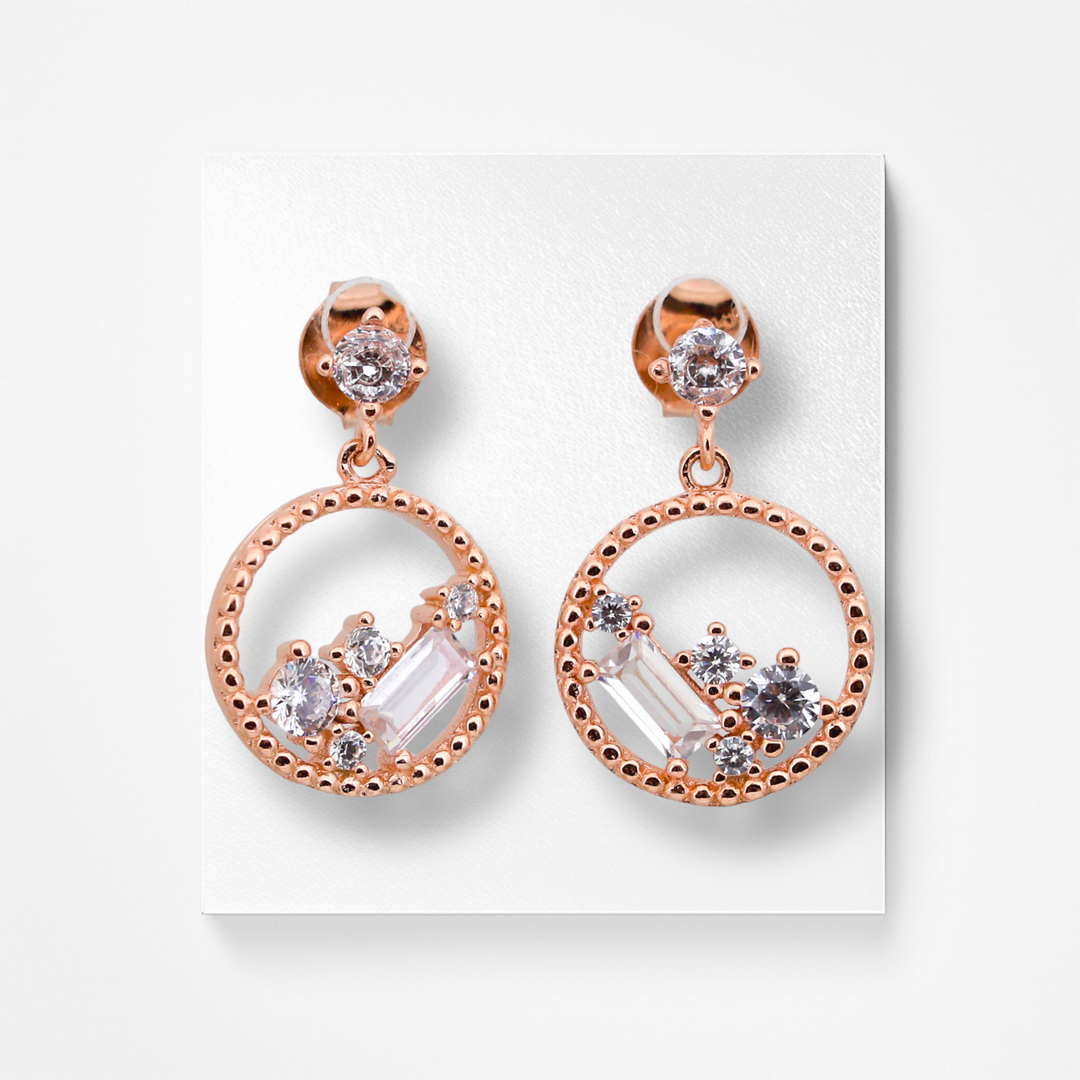 925 silver earrings- Trendy and cute besilver Earrings with rose gold plated for a Glamorous Look