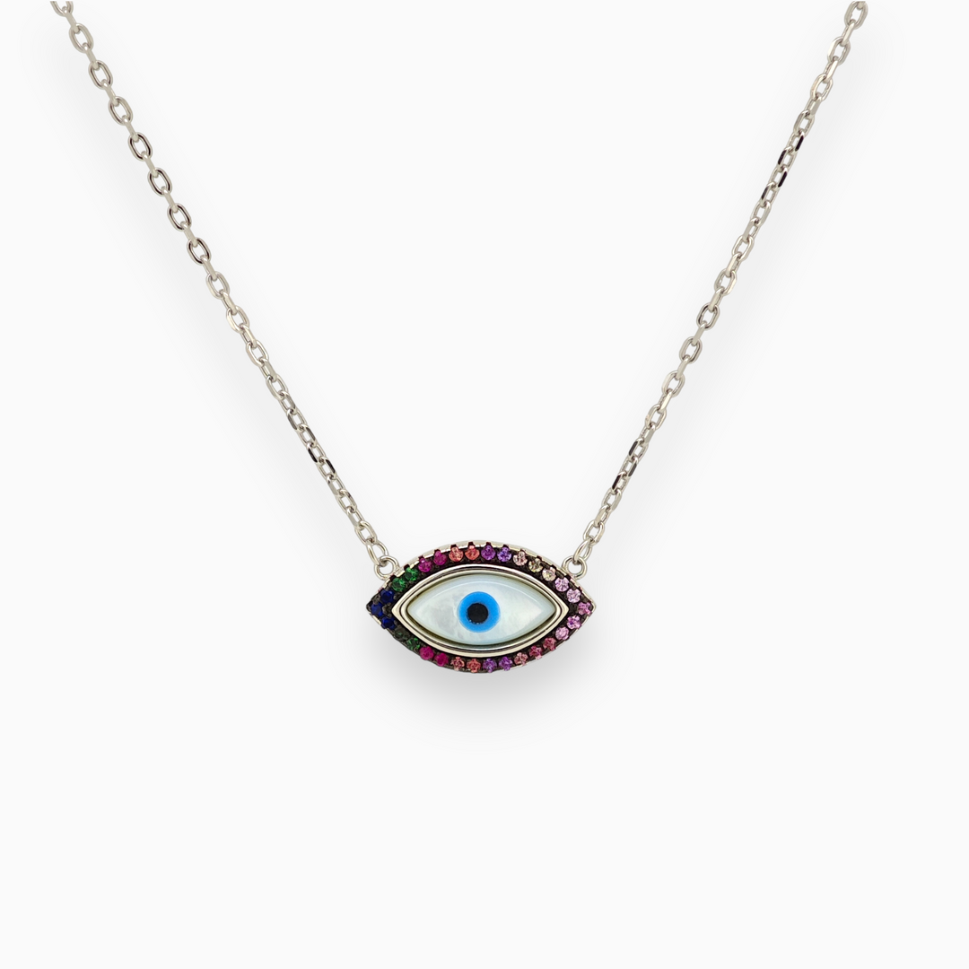 925 silver pendant with chain - "An evil eye pendant that speaks volumes with its quiet sophistication.