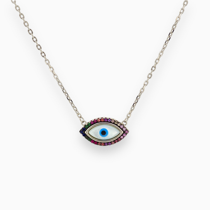 925 silver pendant with chain - "An evil eye pendant that speaks volumes with its quiet sophistication.