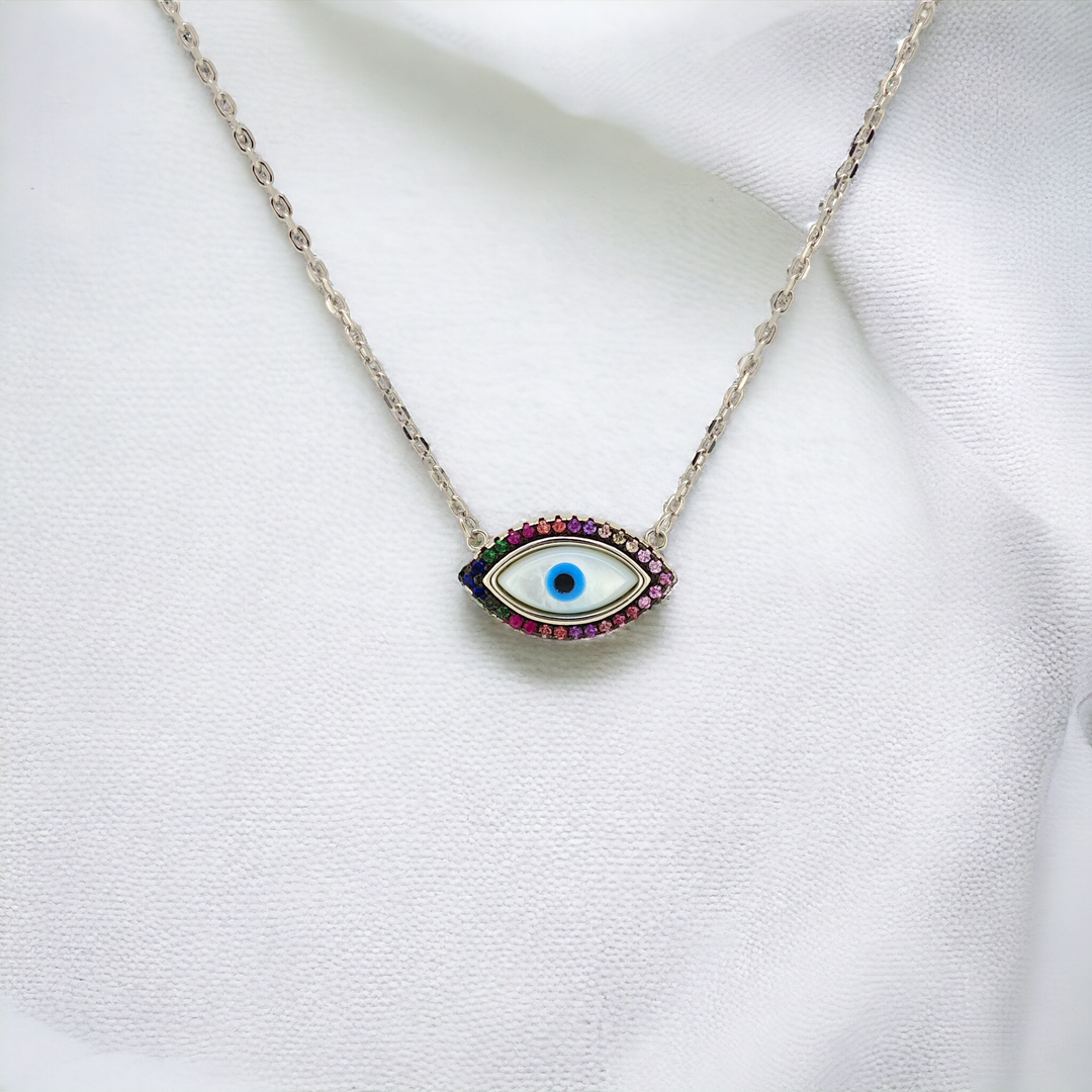 925 silver pendant with chain - "An evil eye pendant that speaks volumes with its quiet sophistication.