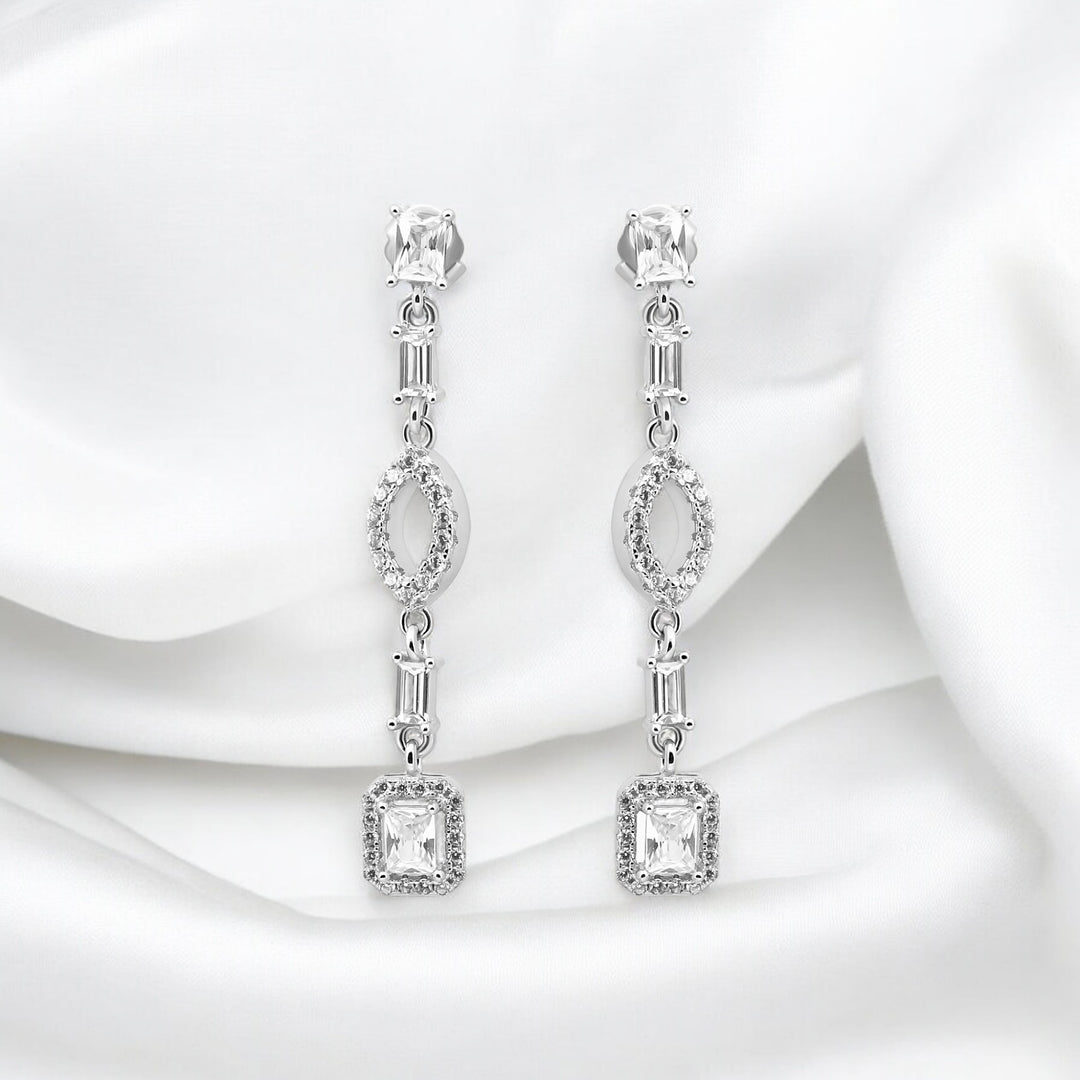 925 silver earrings - Trendy CZ-Studded Silver Earrings for a Glamorous Look