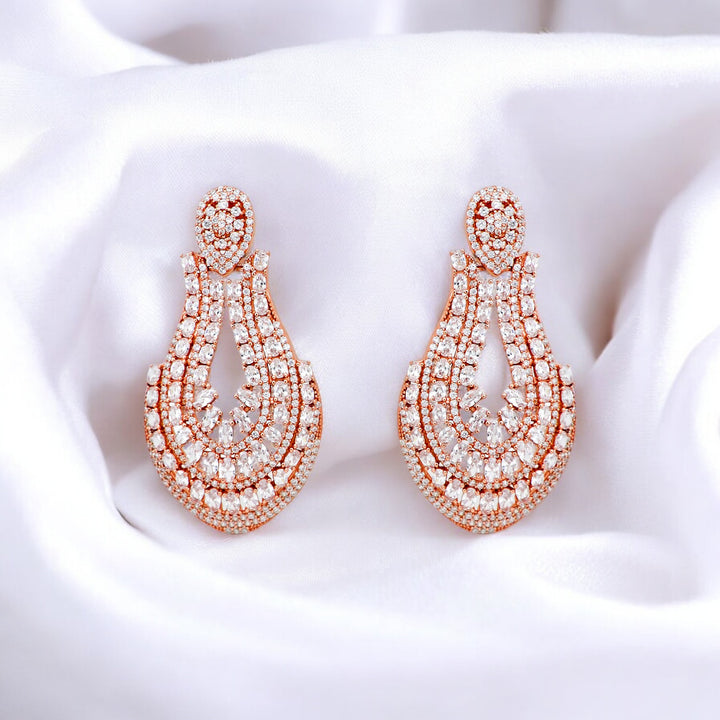 925 silver earrings- Trendy besilver Earrings with rose gold plated for a Glamorous Look