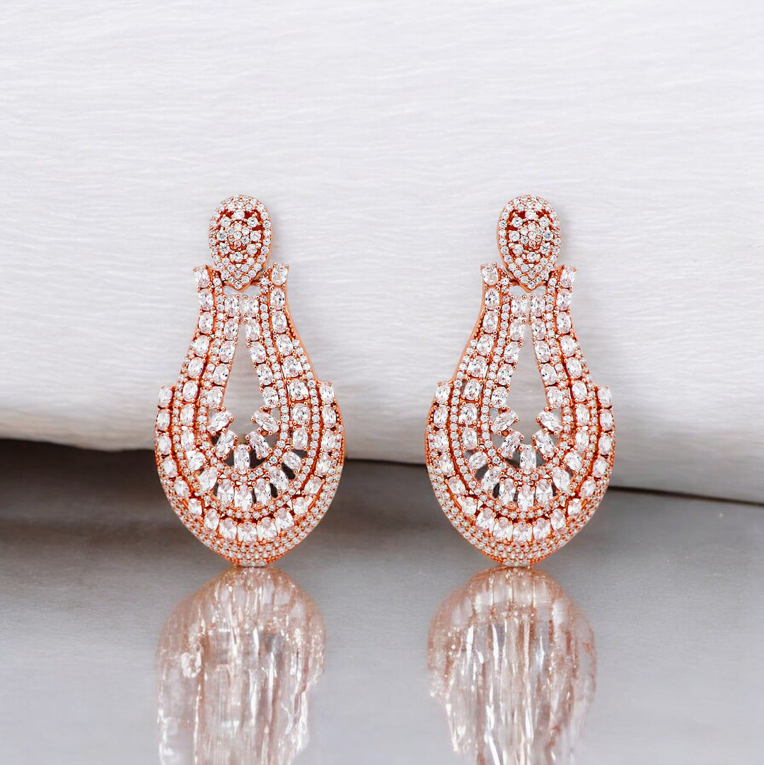 925 silver earrings- Trendy besilver Earrings with rose gold plated for a Glamorous Look