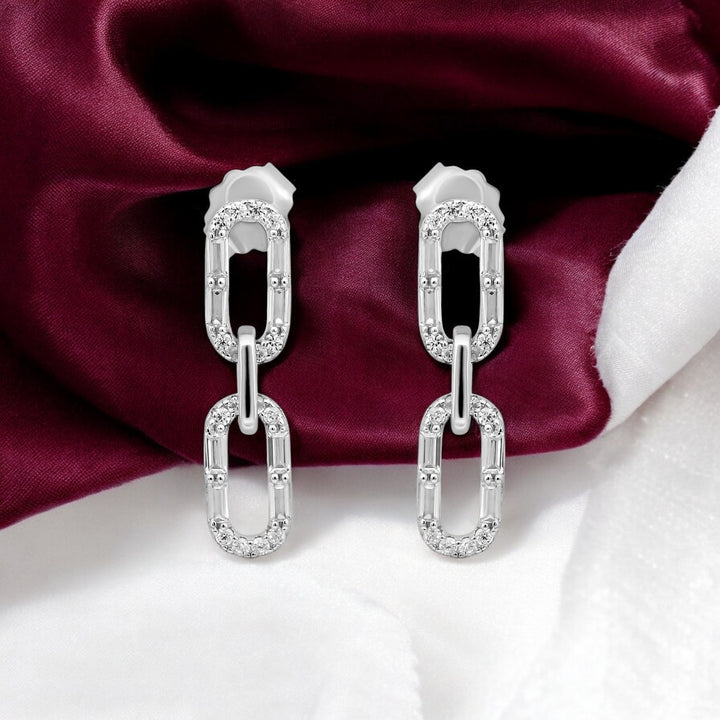 925 silver earrings- Trendy besilver Earrings rhodium finish for a Glamorous Look, party and office