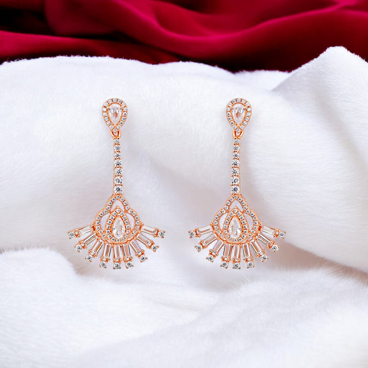 925 silver earrings- Trendy besilver dangle Earrings with rose gold plated for a Glamorous Look