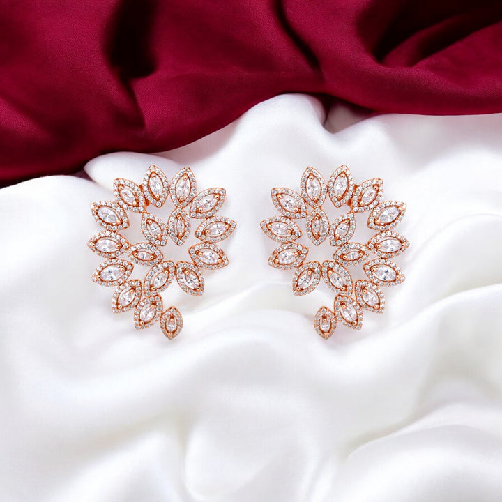 925 silver earrings- Trendy besilver Earrings with rose gold plated for a Glamorous Look