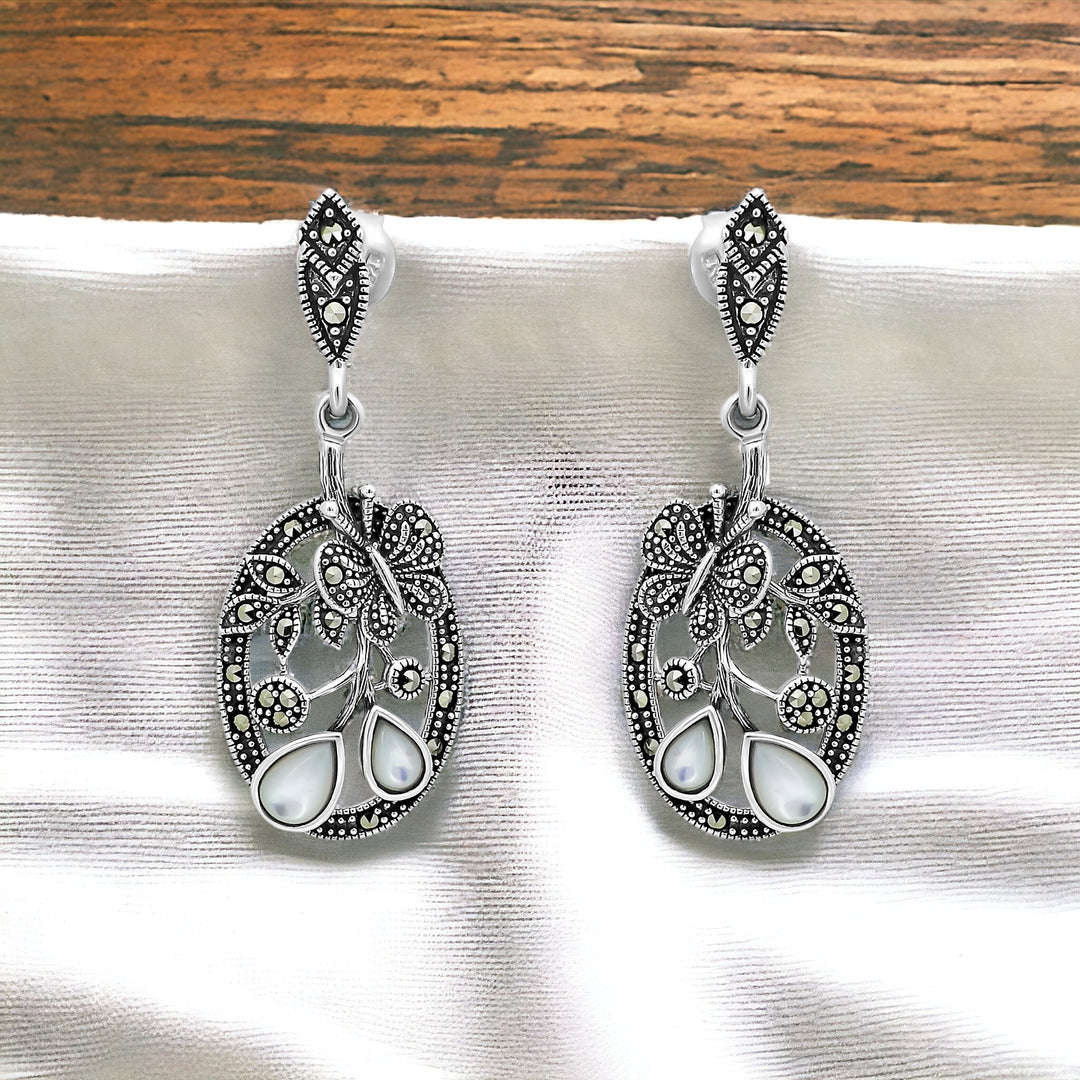 925 silver earrings- Elegant Silver Earrings for Every Occasion studded with Marcasite stones