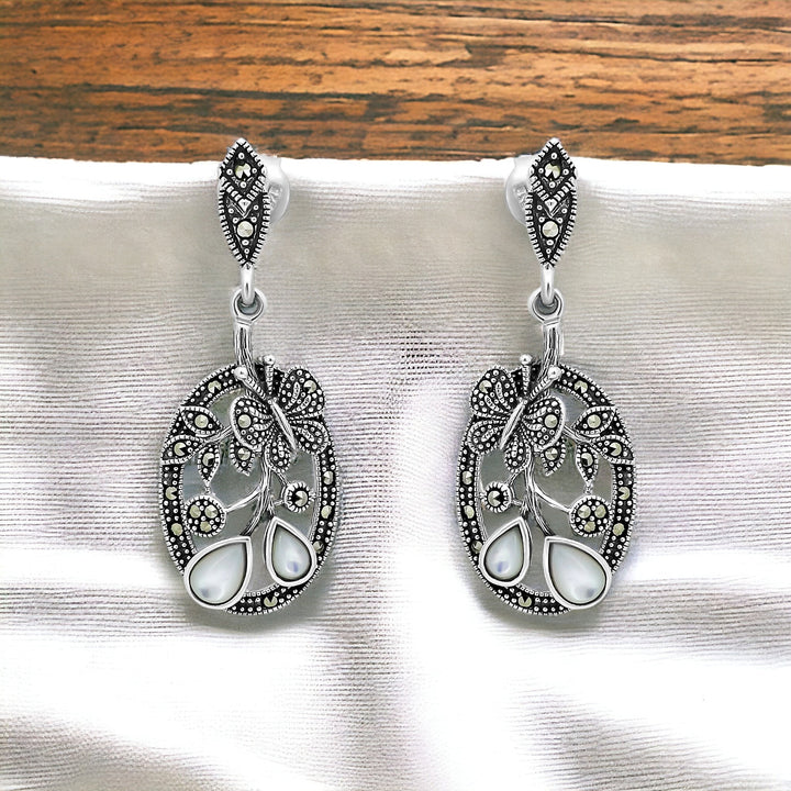 925 silver earrings- Elegant Silver Earrings for Every Occasion studded with Marcasite stones