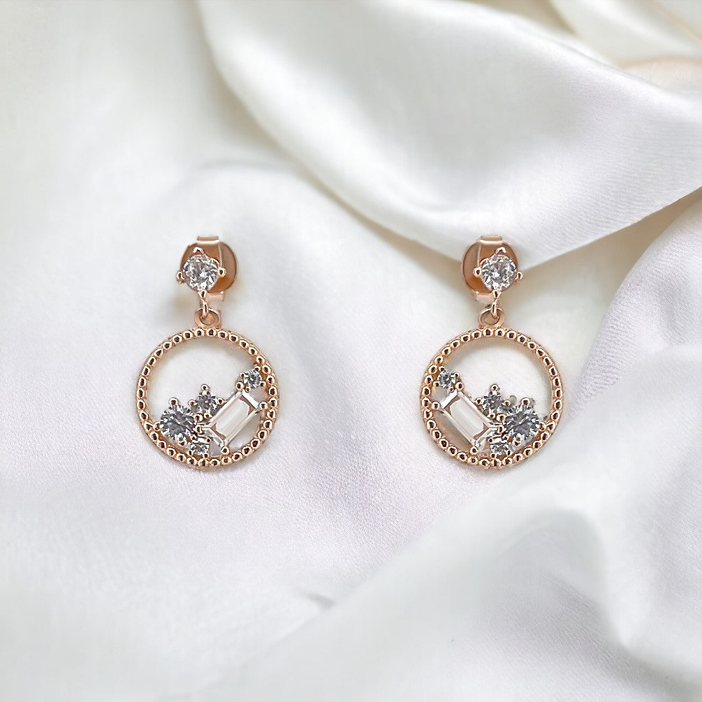 925 silver earrings- Trendy and cute besilver Earrings with rose gold plated for a Glamorous Look