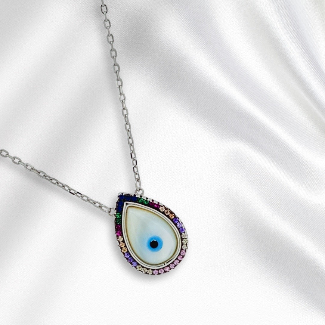 925 silver pendant with chain - "An evil eye pendant that speaks volumes with its quiet sophistication. Perfectly BeSilver.