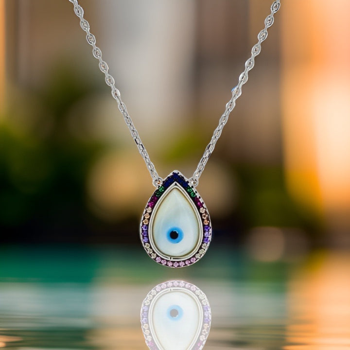 925 silver pendant with chain - "An evil eye pendant that speaks volumes with its quiet sophistication. Perfectly BeSilver.