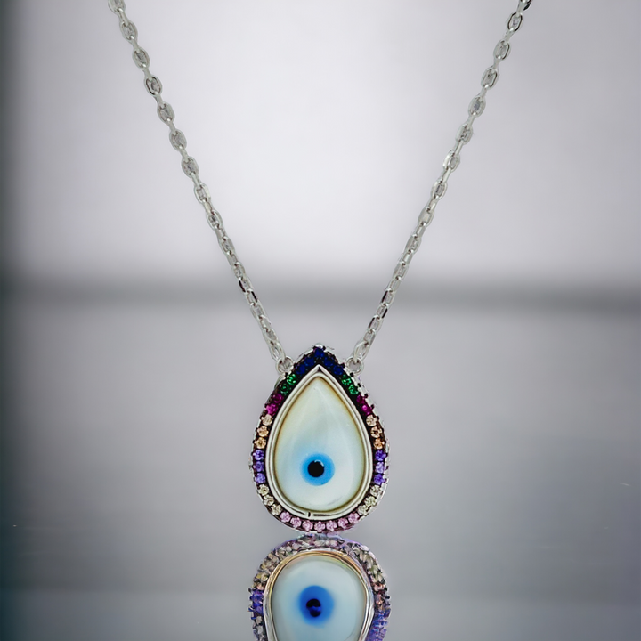 925 silver pendant with chain - "An evil eye pendant that speaks volumes with its quiet sophistication. Perfectly BeSilver.