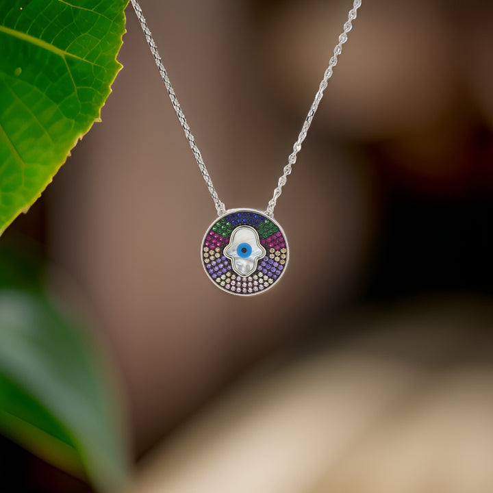 925 silver pendant with chain - "An evil eye pendant that speaks volumes with its quiet sophistication. Perfectly BeSilver