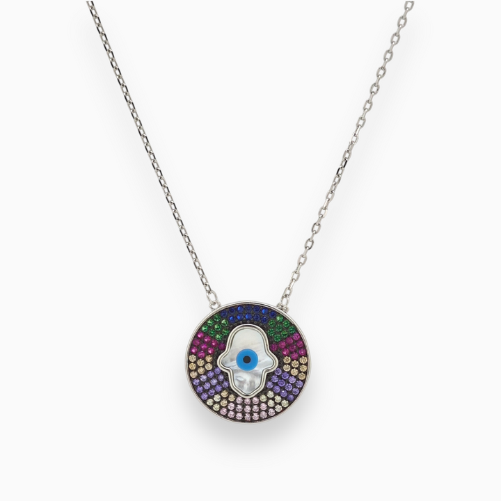 925 silver pendant with chain - "An evil eye pendant that speaks volumes with its quiet sophistication. Perfectly BeSilver