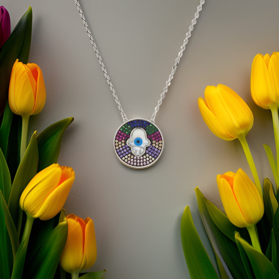 925 silver pendant with chain - "An evil eye pendant that speaks volumes with its quiet sophistication. Perfectly BeSilver