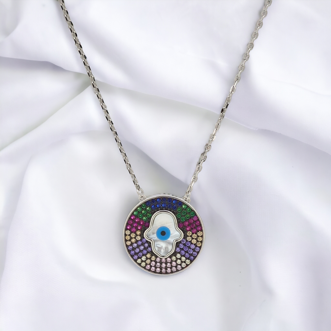 925 silver pendant with chain - "An evil eye pendant that speaks volumes with its quiet sophistication. Perfectly BeSilver