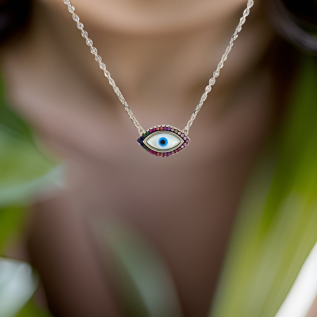 925 silver pendant with chain - "An evil eye pendant that speaks volumes with its quiet sophistication.