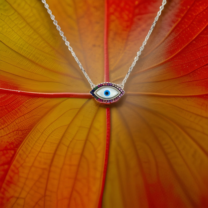 925 silver pendant with chain - "An evil eye pendant that speaks volumes with its quiet sophistication.