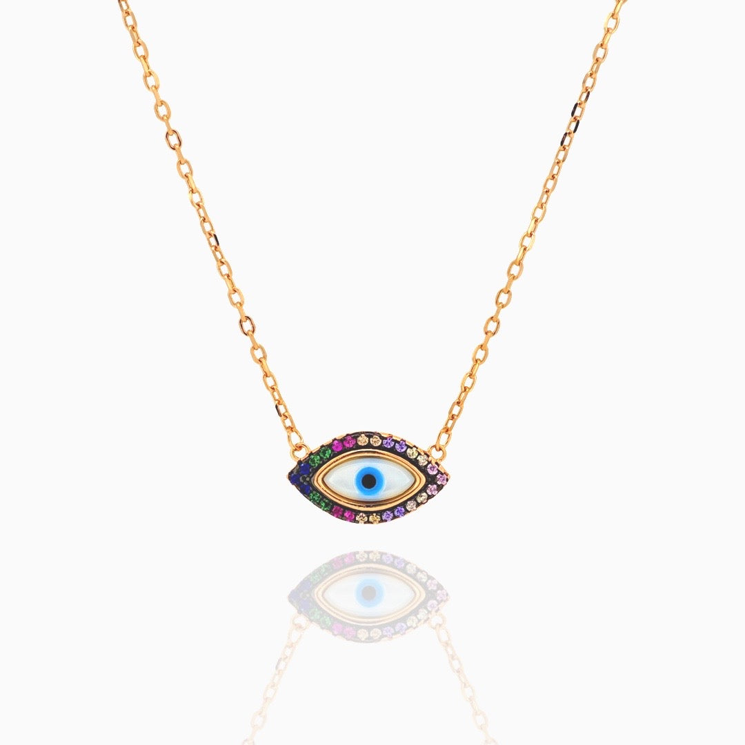 925 silver pendant with chain - "An evil eye pendant that speaks volumes with its quiet sophistication.