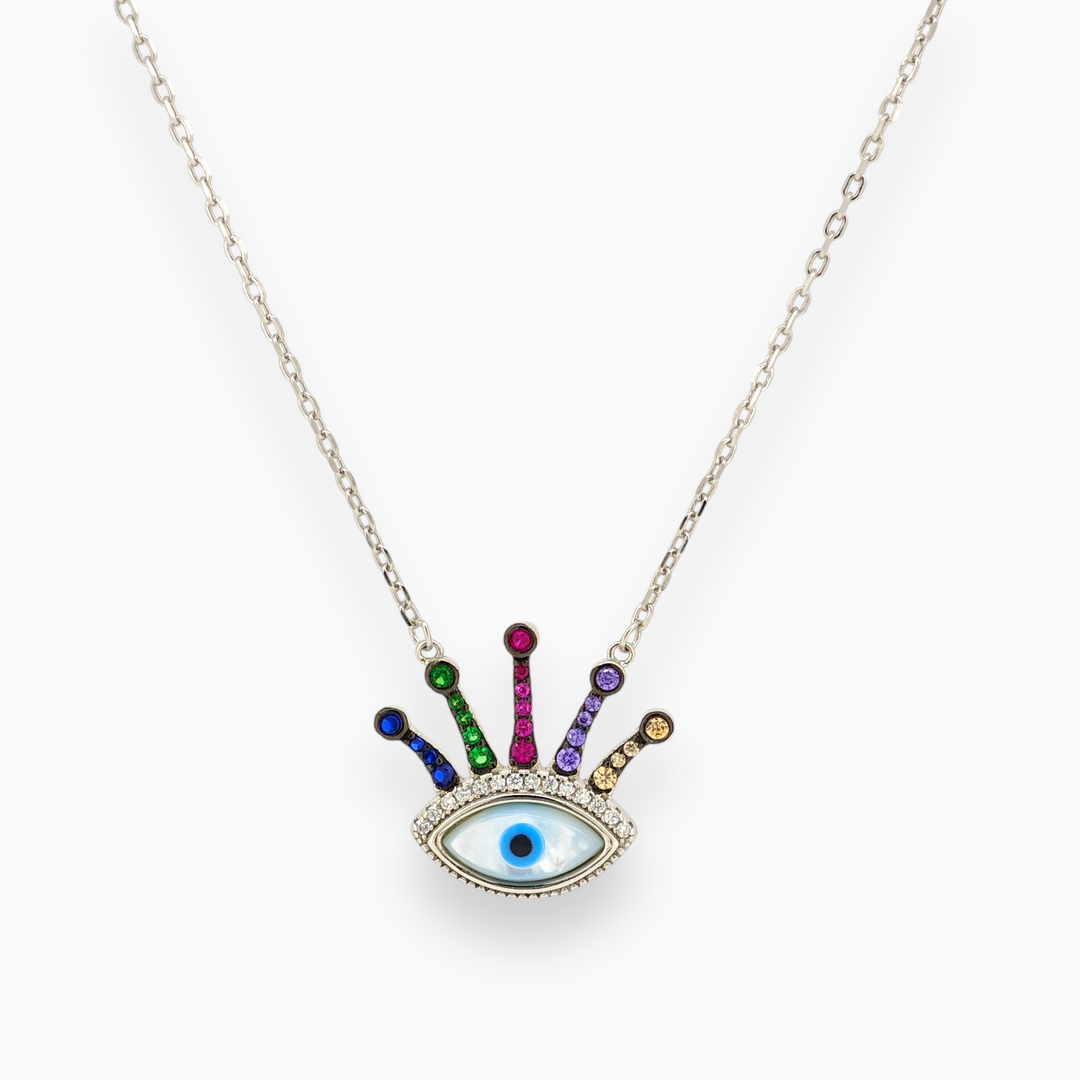 925 silver pendant with chain - "An evil eye pendant that speaks volumes with its quiet sophistication.