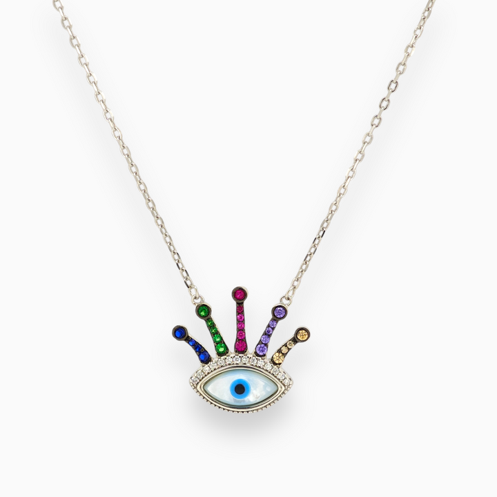 925 silver pendant with chain - "An evil eye pendant that speaks volumes with its quiet sophistication.