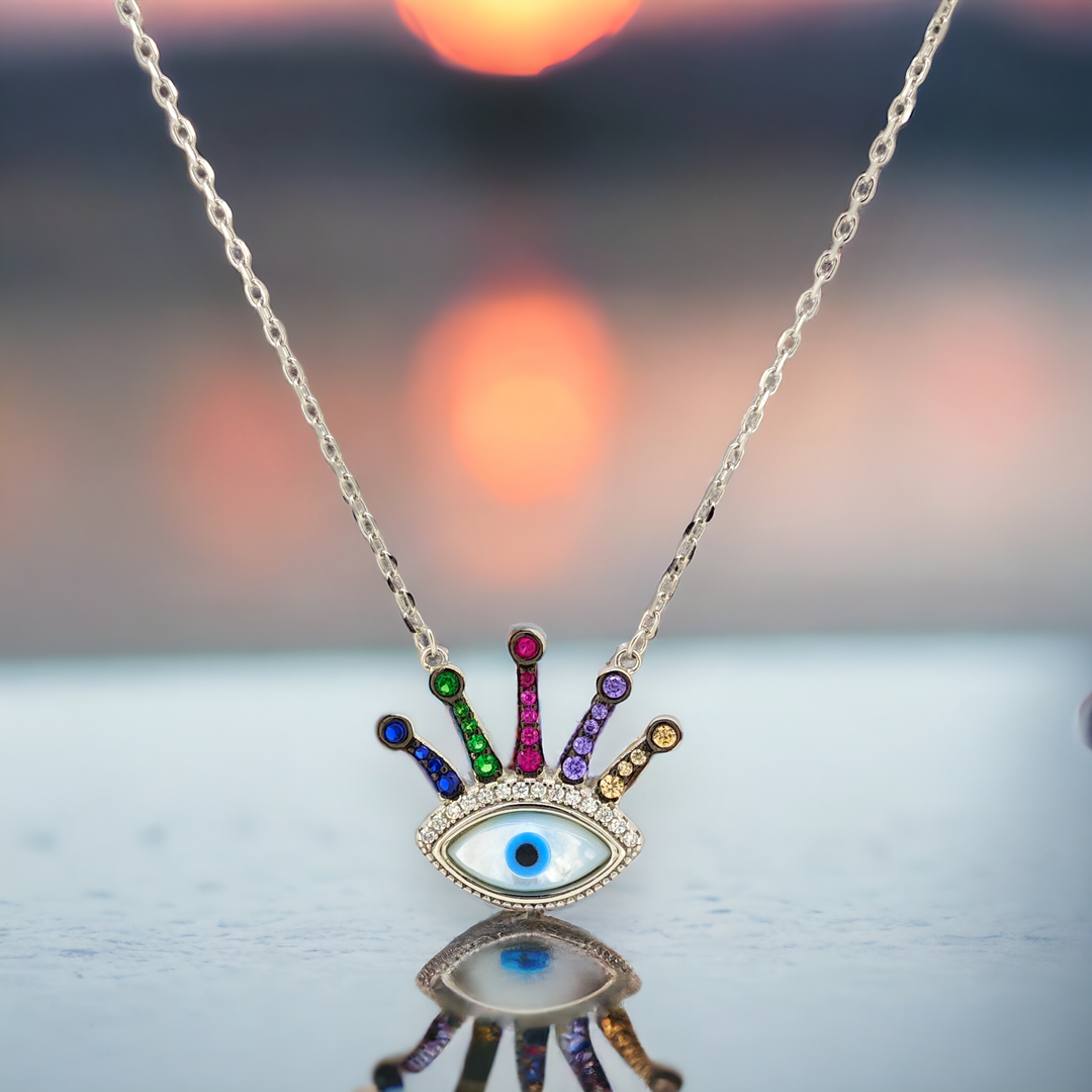 925 silver pendant with chain - "An evil eye pendant that speaks volumes with its quiet sophistication.