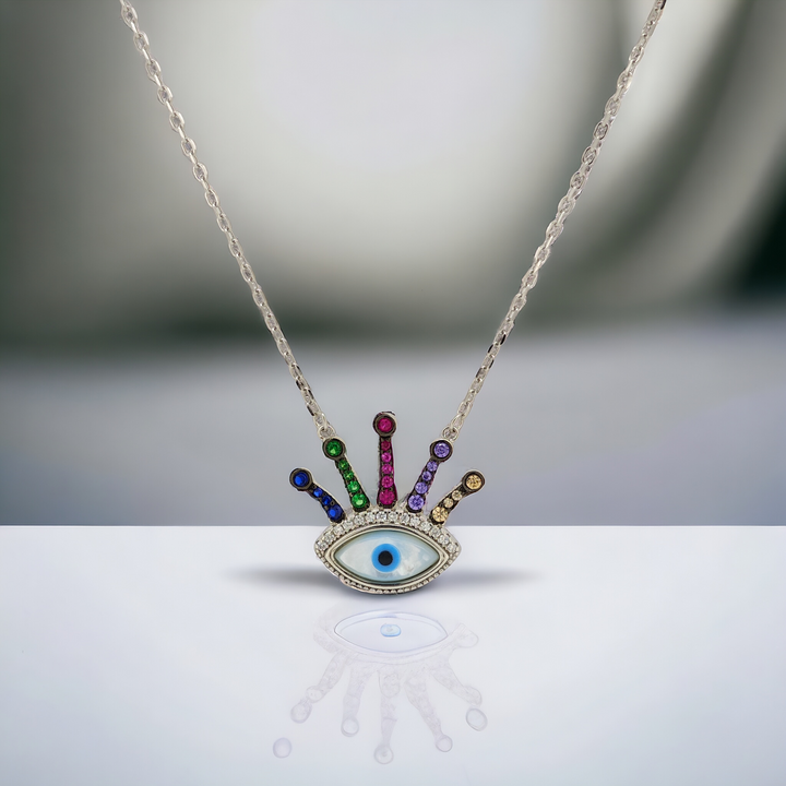 925 silver pendant with chain - "An evil eye pendant that speaks volumes with its quiet sophistication.