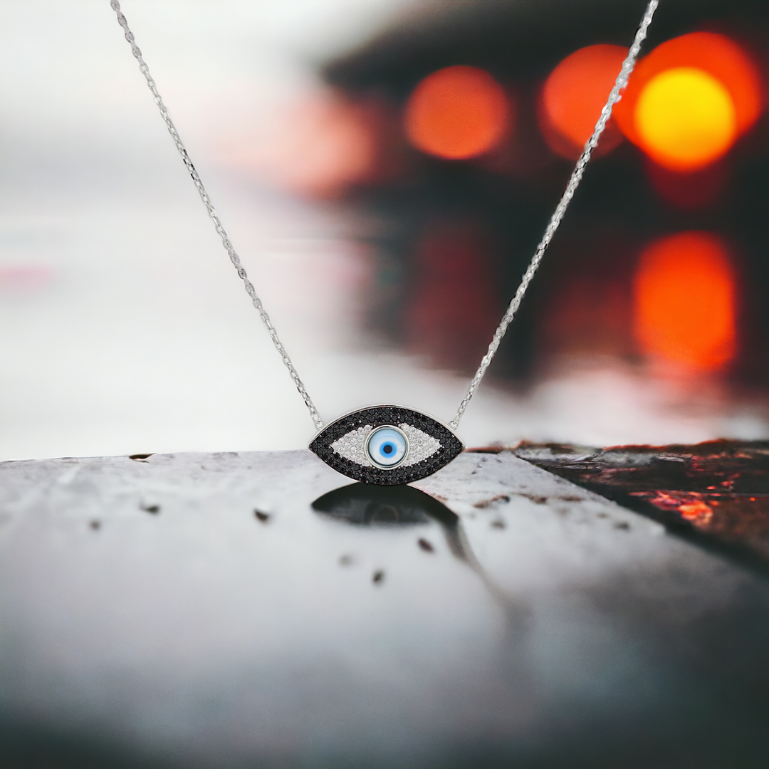 925 silver pendant with chain - "An evil eye pendant that speaks volumes with its quiet sophistication. (Copy)