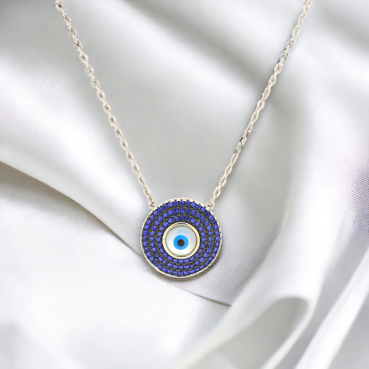 925 silver pendant with chain - "An evil eye pendant that speaks volumes with its quiet sophistication.