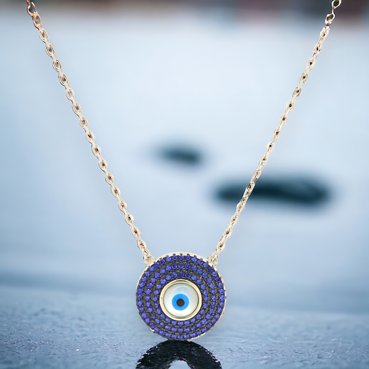 925 silver pendant with chain - "An evil eye pendant that speaks volumes with its quiet sophistication.