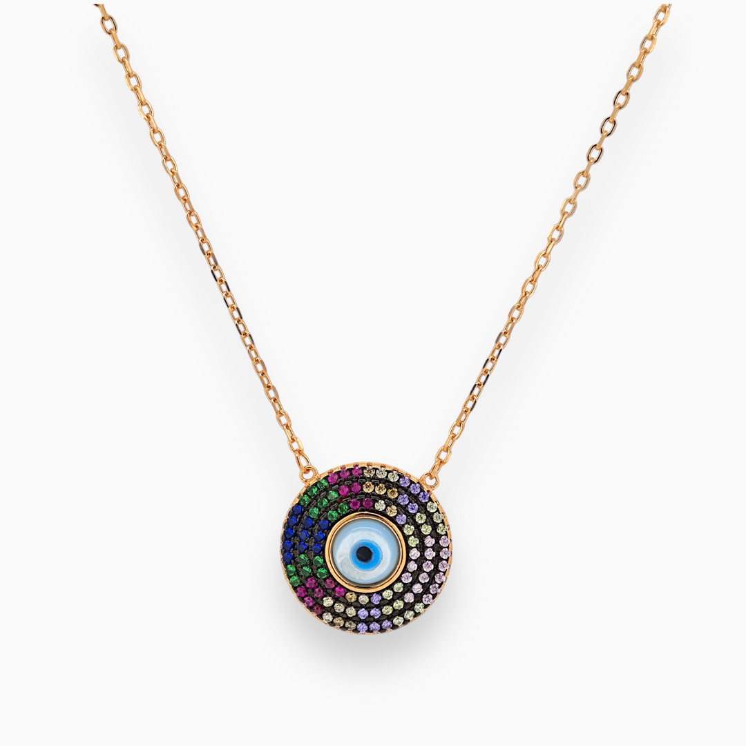 925 silver pendant with chain - "An evil eye pendant that speaks volumes with its quiet sophistication.