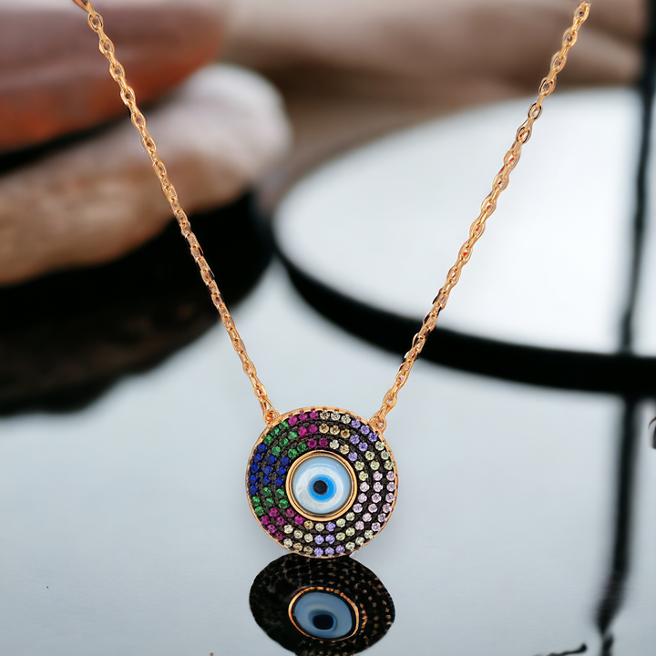 925 silver pendant with chain - "An evil eye pendant that speaks volumes with its quiet sophistication.